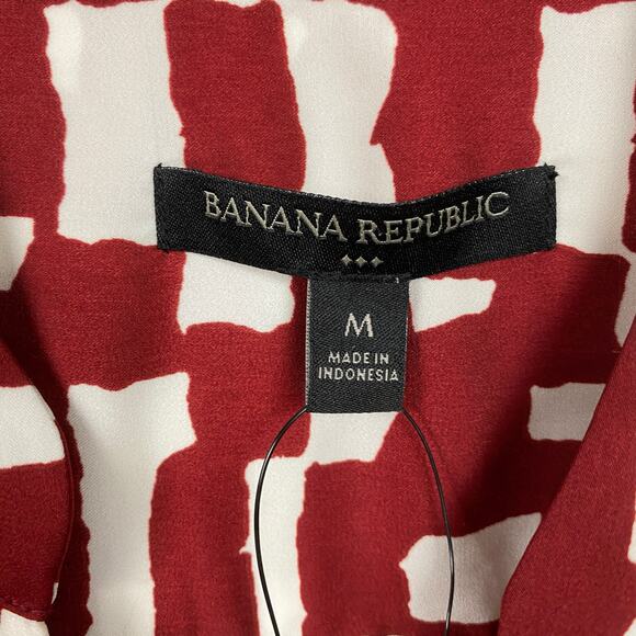 Banana Republic Red Cranberry Long Volume Sleeve Blouse Sz.M NWT - Picture 5 of 13
